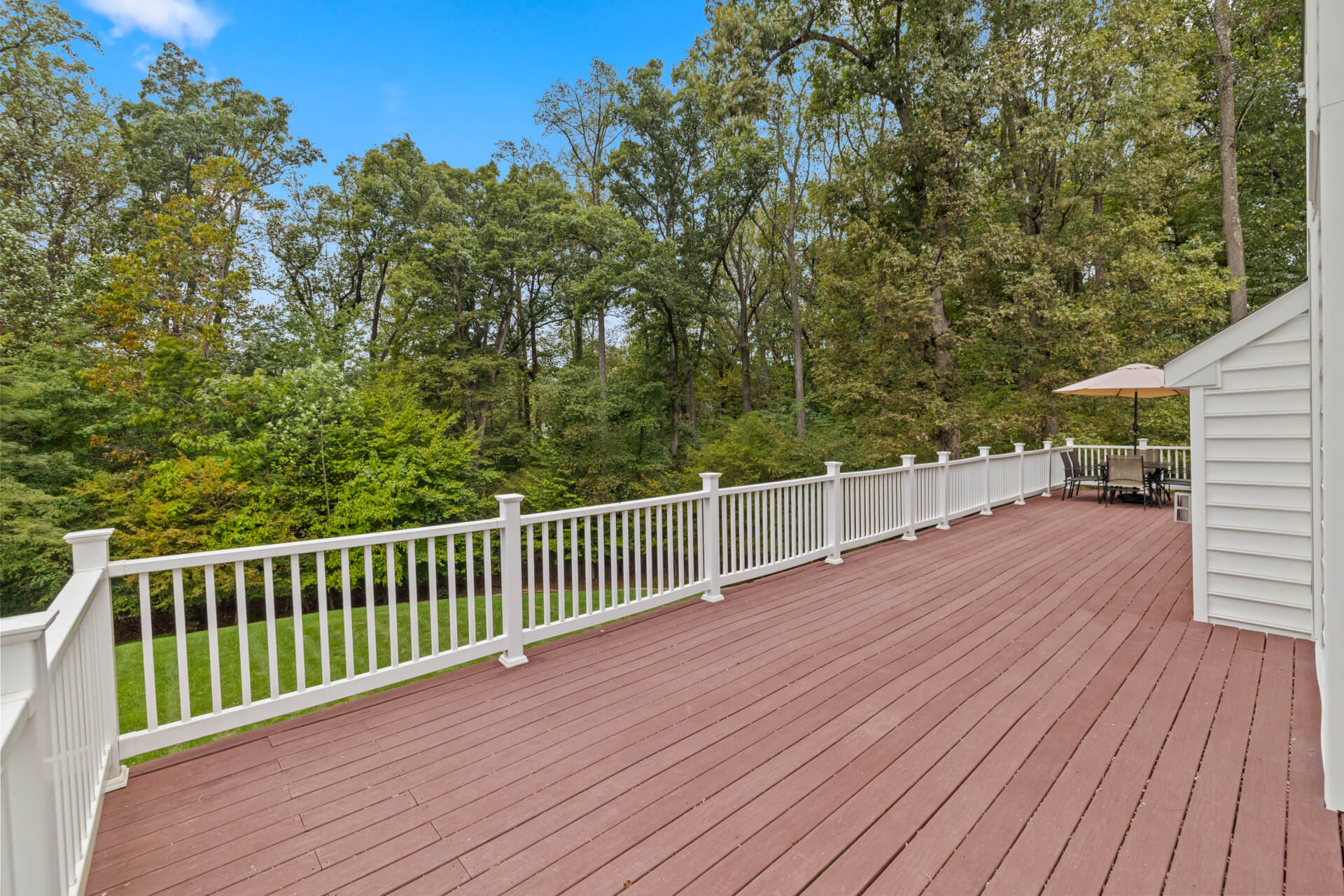 Peaceful, wooded view from the secure outdoor deck.