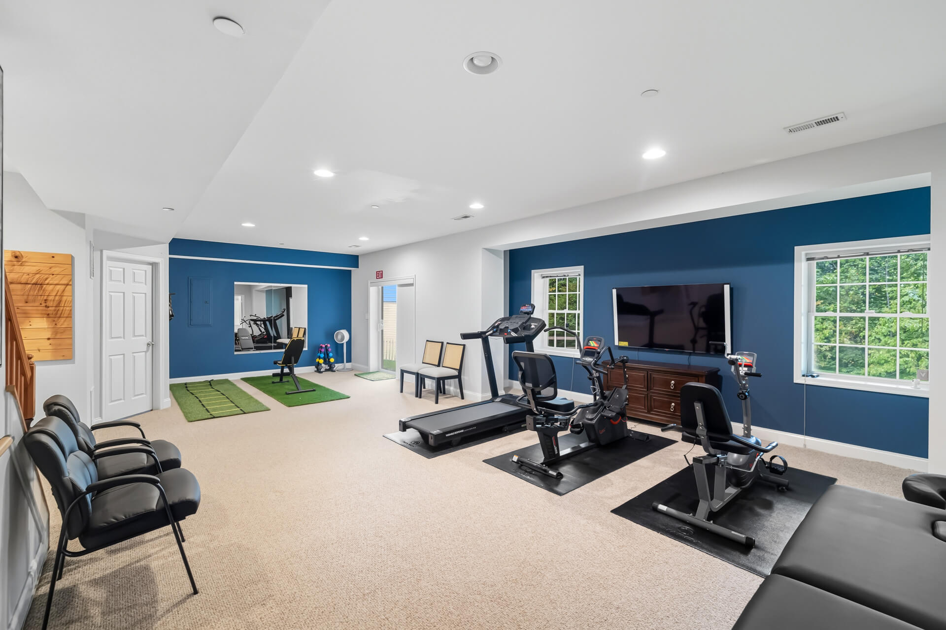 Therapy room equipped for physical rehabilitation and mobility exercises